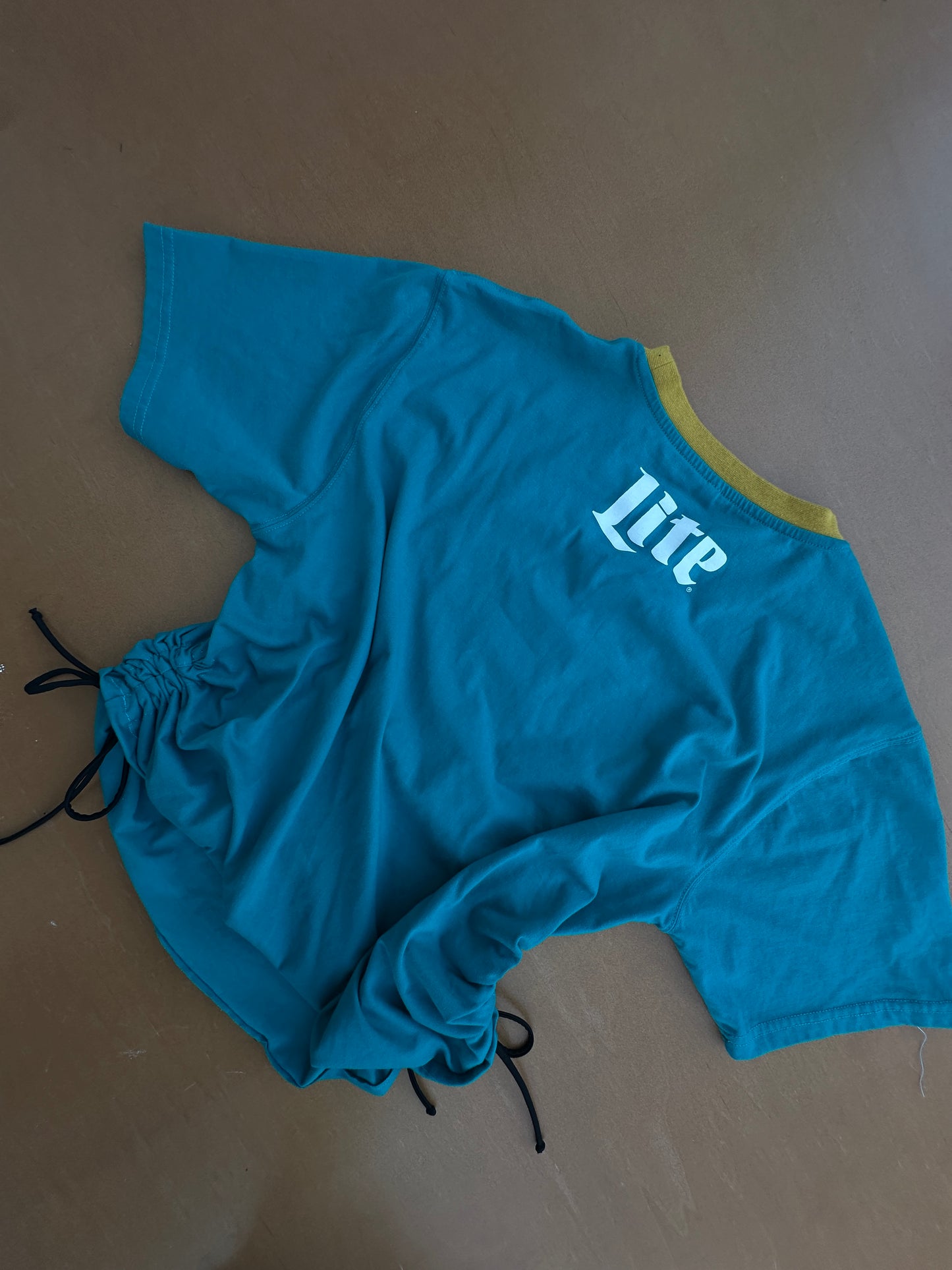 Teal Duuuval Crop Tee