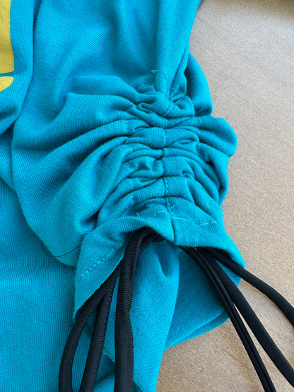 Teal Duuuval Crop Tee