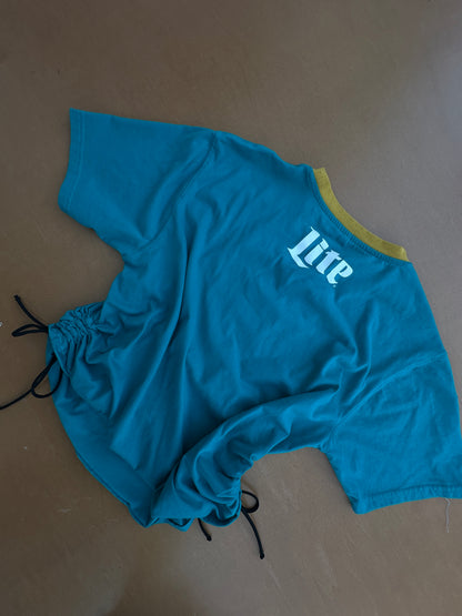 Teal Duuuval Crop Tee