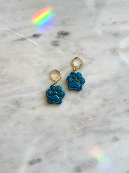 Paw Print Huggies | Teal & Gold