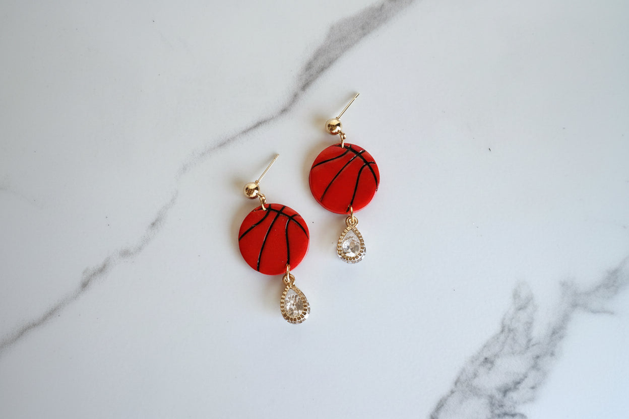 Basketball Crystal Drop Earrings