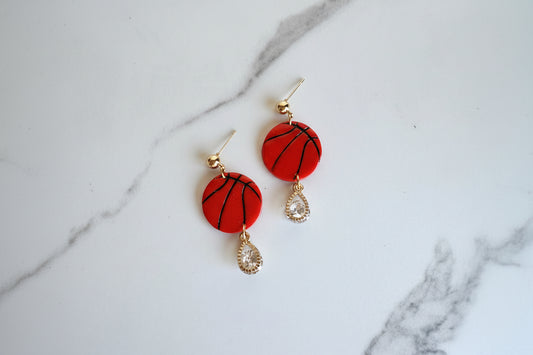 Basketball Crystal Drop Earrings