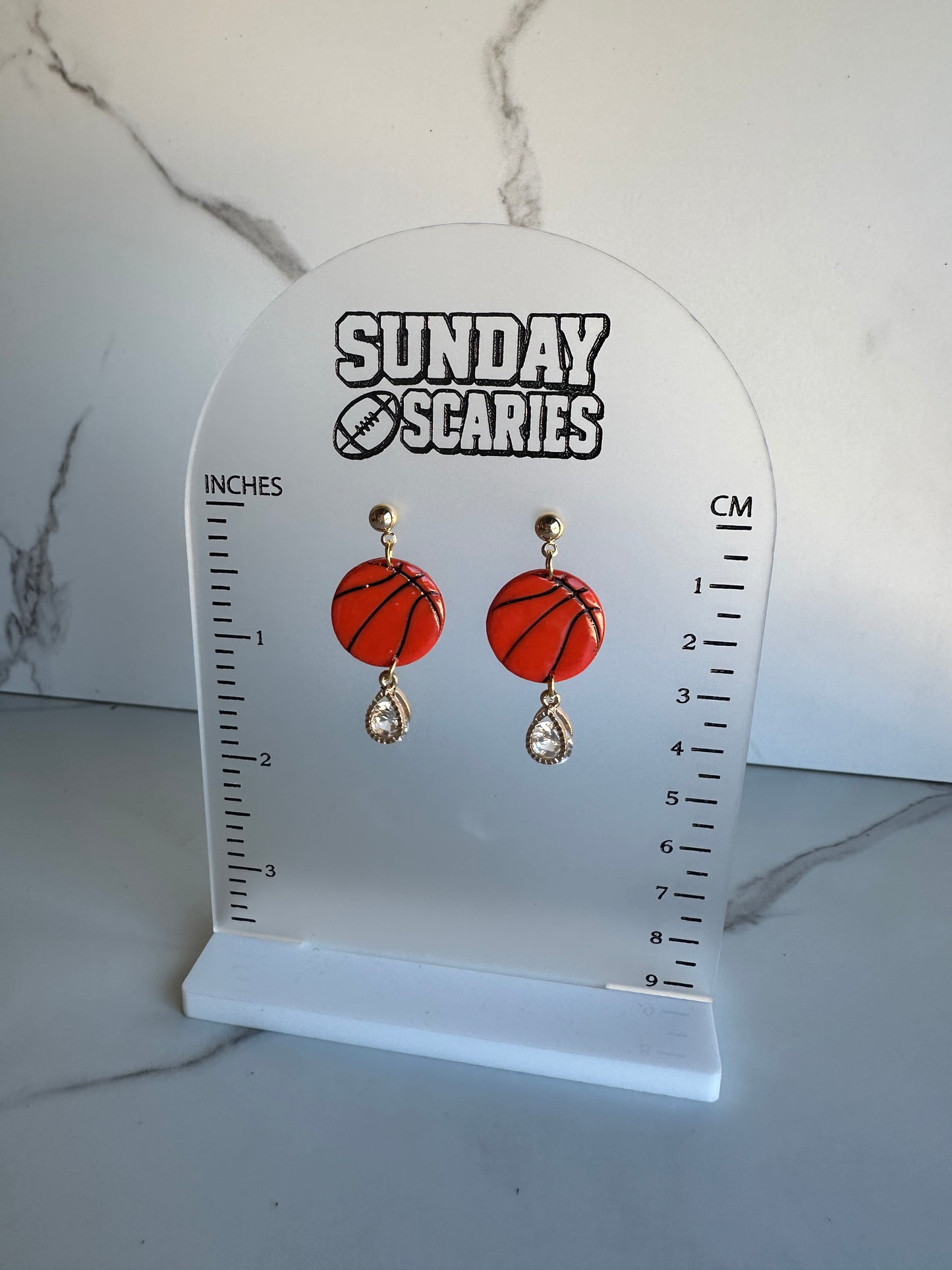Basketball Crystal Drop Earrings