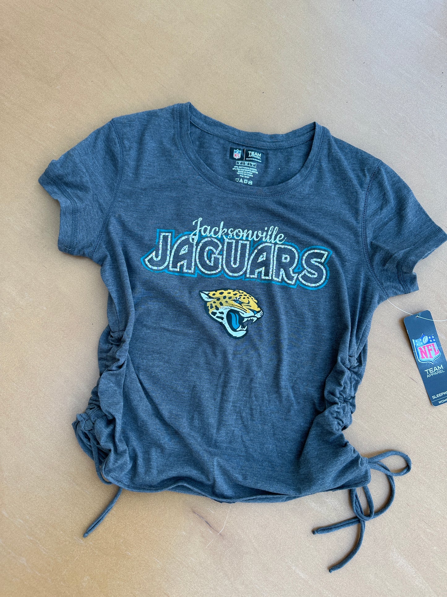 Jaguars Gray Ruched Crop Tee