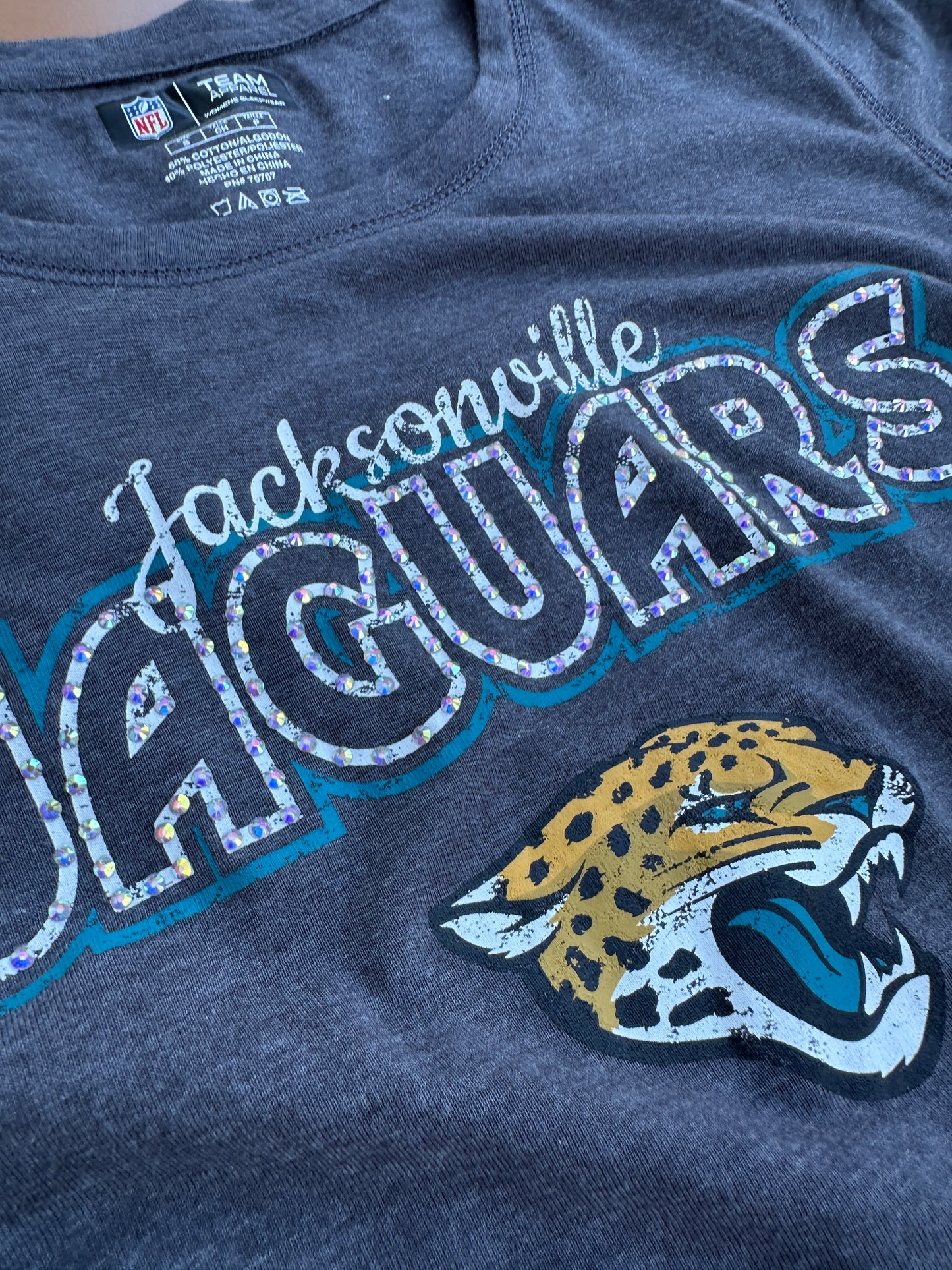 Jaguars Gray Ruched Crop Tee
